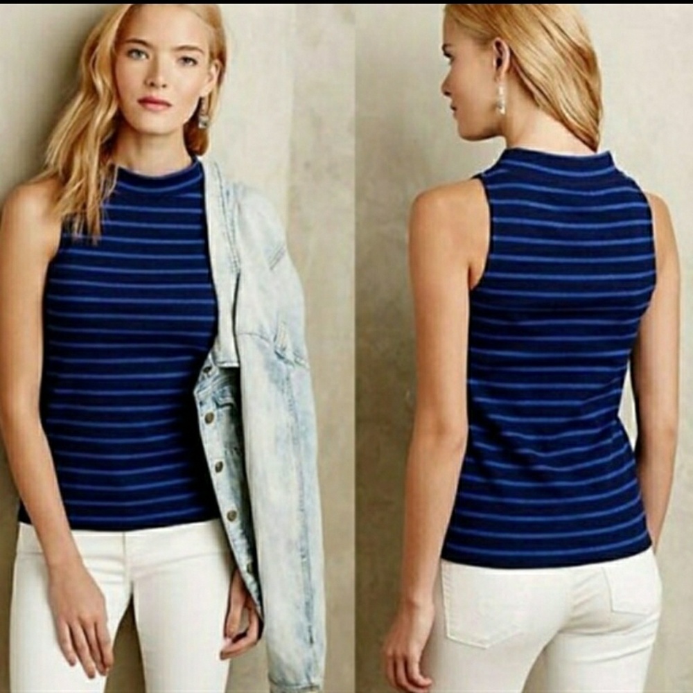 Striped mock neck tank